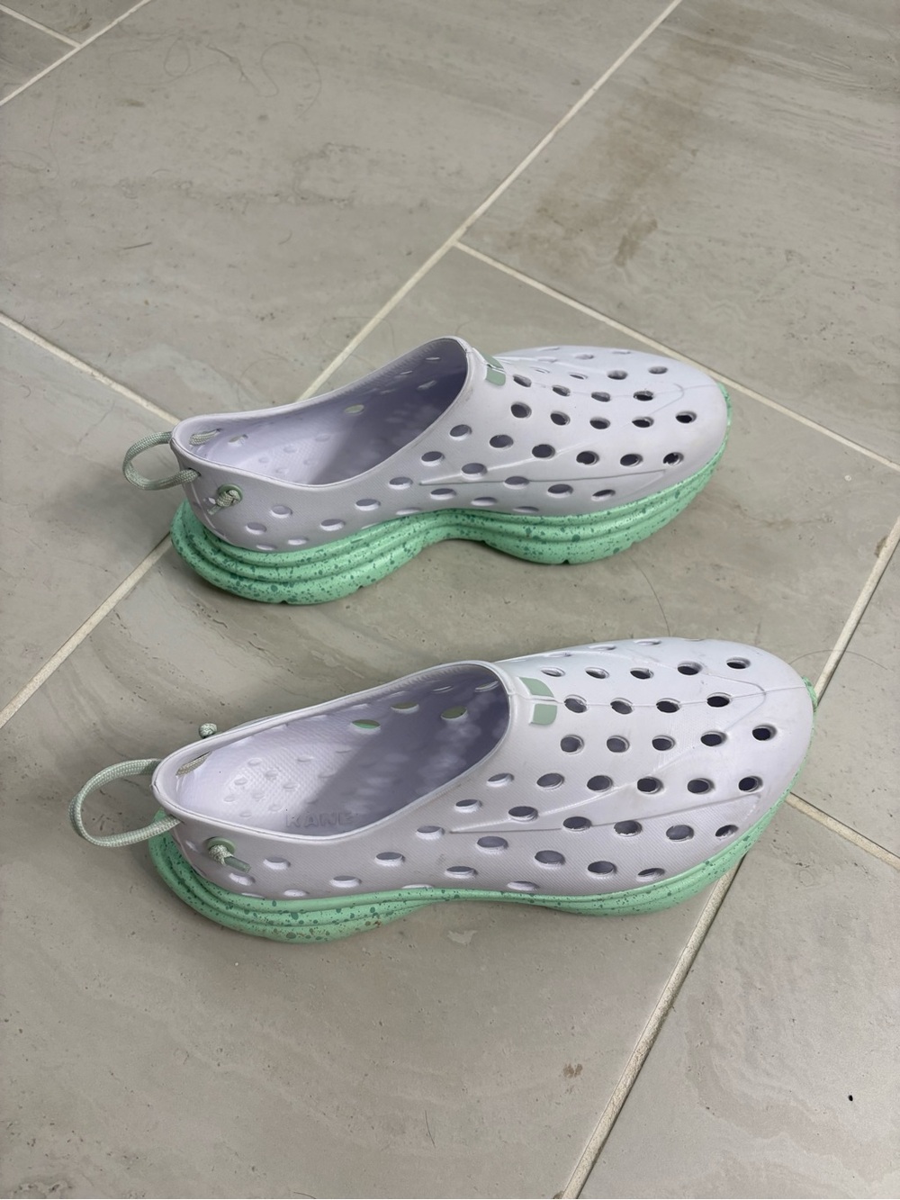 Women’s White Slip-On Athletic Clog with Mint Green Sole
